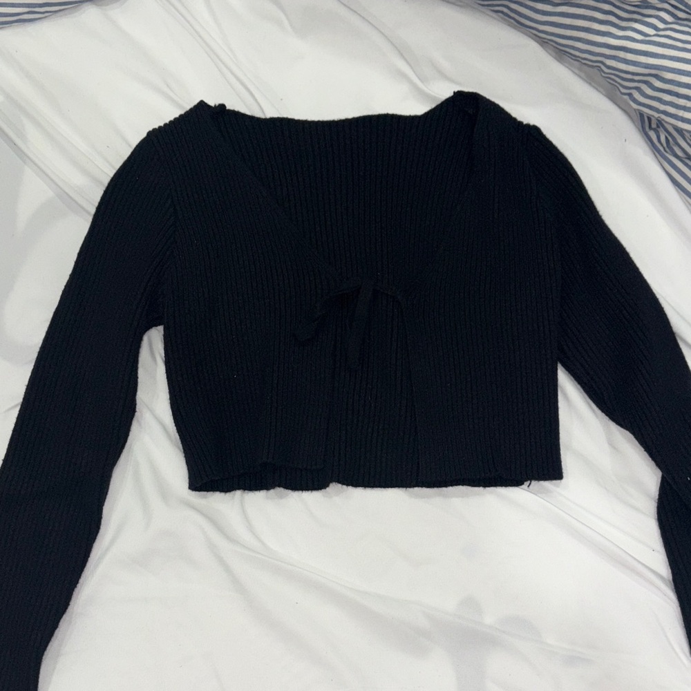 Black Ribbed Knit Top